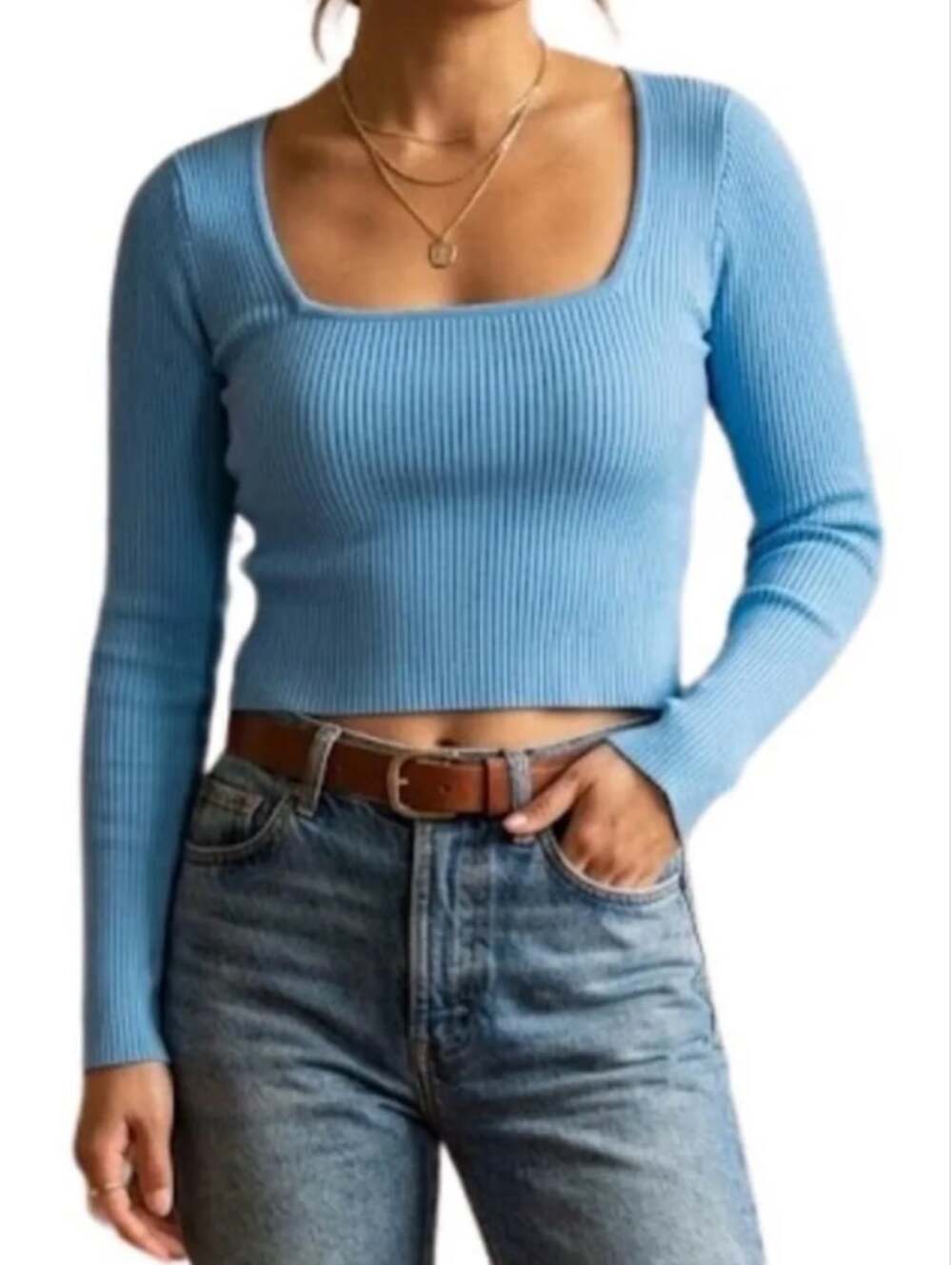 Abercrombie Ribbed Squareneck Sweater Top